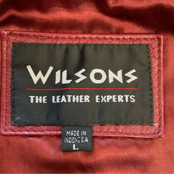 Wilson Leather Vintage Burgundy Leather Belted Jacket Coat - Picture 10 of 11